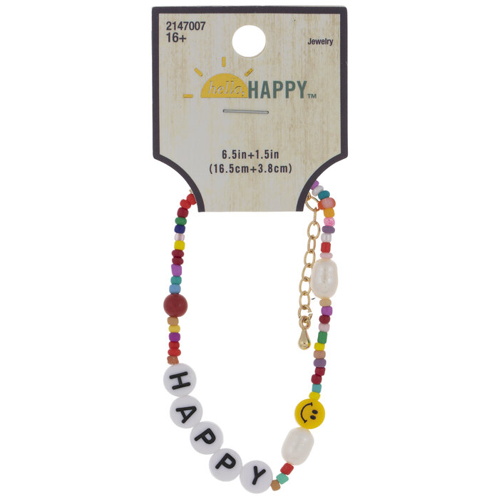 Happy MultiColor Beaded Bracelet Hobby Lobby 2147007