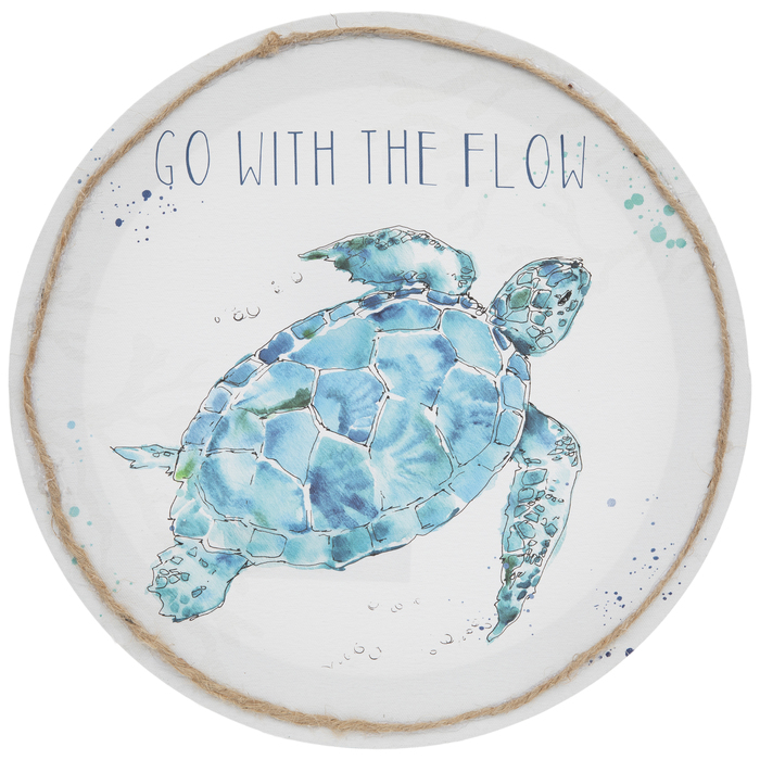 Go With The Flow Sea Turtle Round Canvas Wall Decor Hobby Lobby 1786359