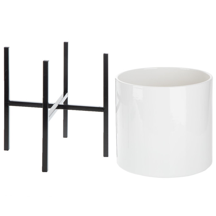 White Cylinder Flower Pot With Stand Hobby Lobby 1725639