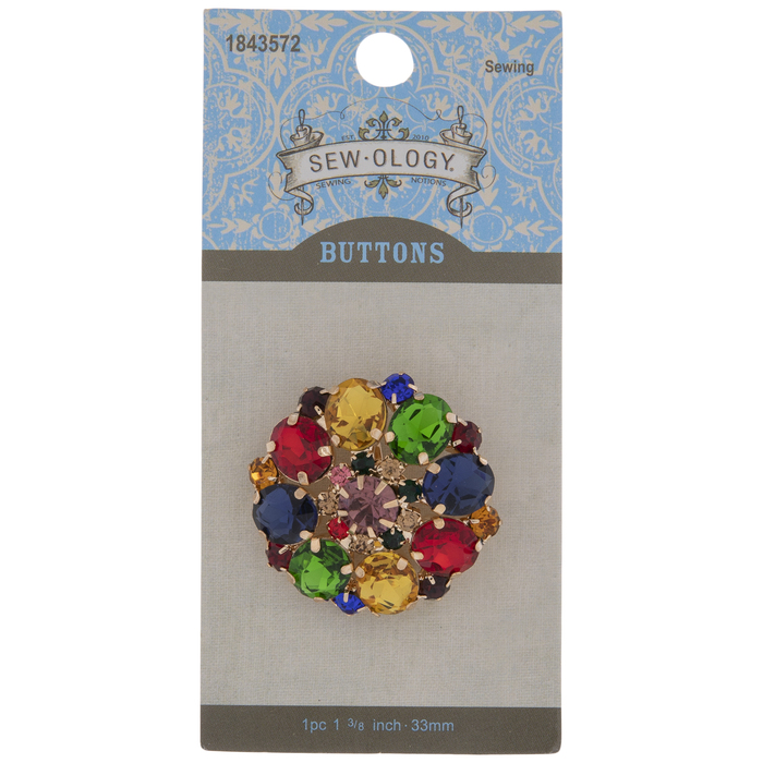 MultiColor Rhinestone Shank Button 33mm Hobby Lobby 1843572