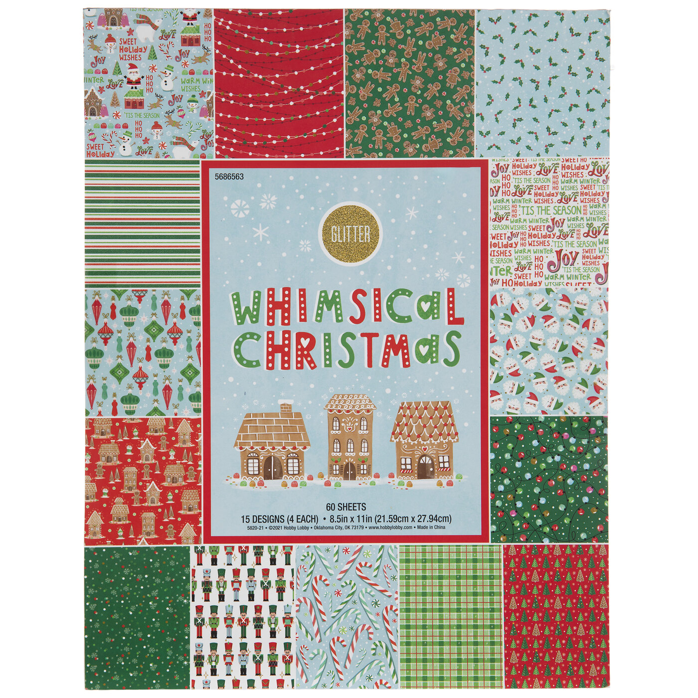 Whimsical Christmas Cardstock Paper Pack - 8 1/2" x 11" | Hobby Lobby |  5686563