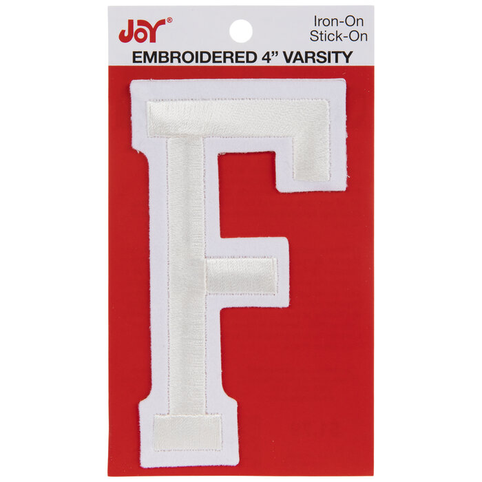 White Varsity Letter IronOn Applique F Hobby Lobby 2231991