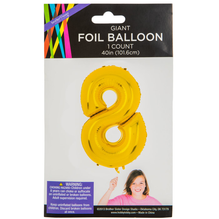 Gold Foil Number Balloon 8 Hobby Lobby 1420116