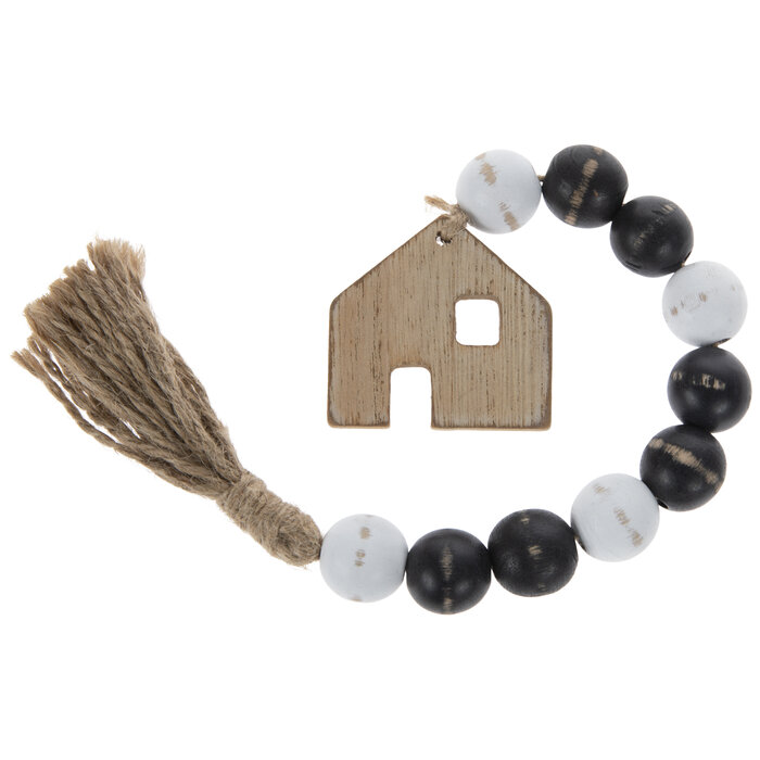 Wood House & Bead Garland With Tassel Hobby Lobby 2122984