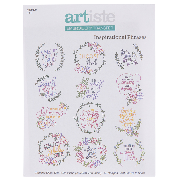 Inspirational Phrases Embroidery Transfer Sheet Hobby Lobby 1970300