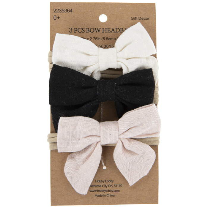 White, Black & Pink Bow Headbands Hobby Lobby 2235364