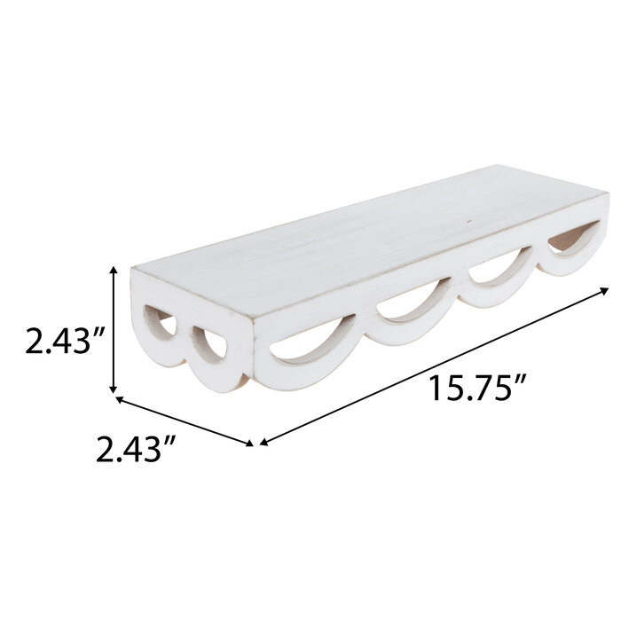 White Scalloped Floating Wood Wall Shelf Hobby Lobby 2186179