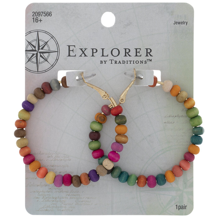 Wood Beaded Hoop Earrings Hobby Lobby 2097566