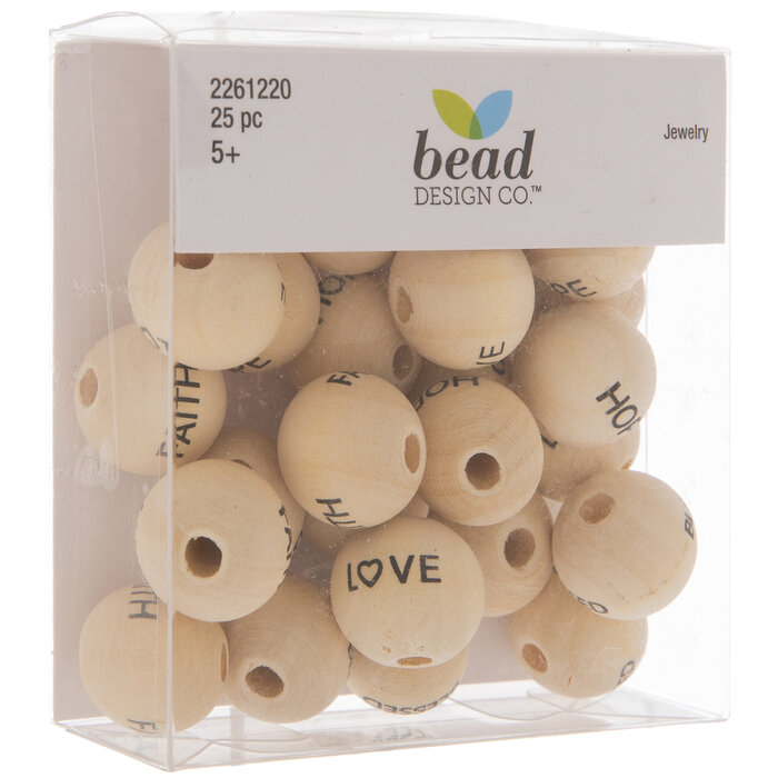 Faith, Hope, Love & Blessed Round Wood Beads Hobby Lobby 2261220