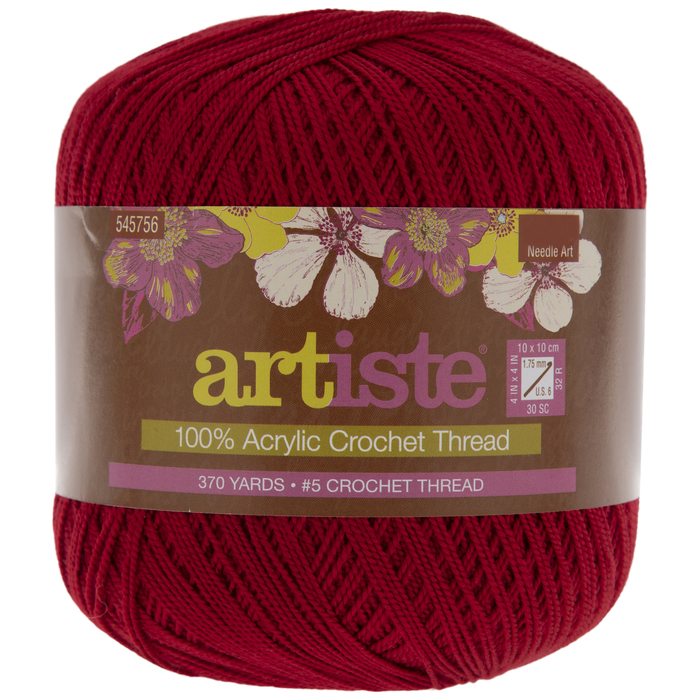 Cherry Red Artiste Acrylic Crochet Thread Hobby Lobby 545756