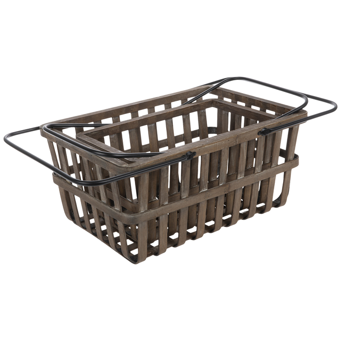 Dark Brown & Black Wood Basket Set Hobby Lobby 1909449