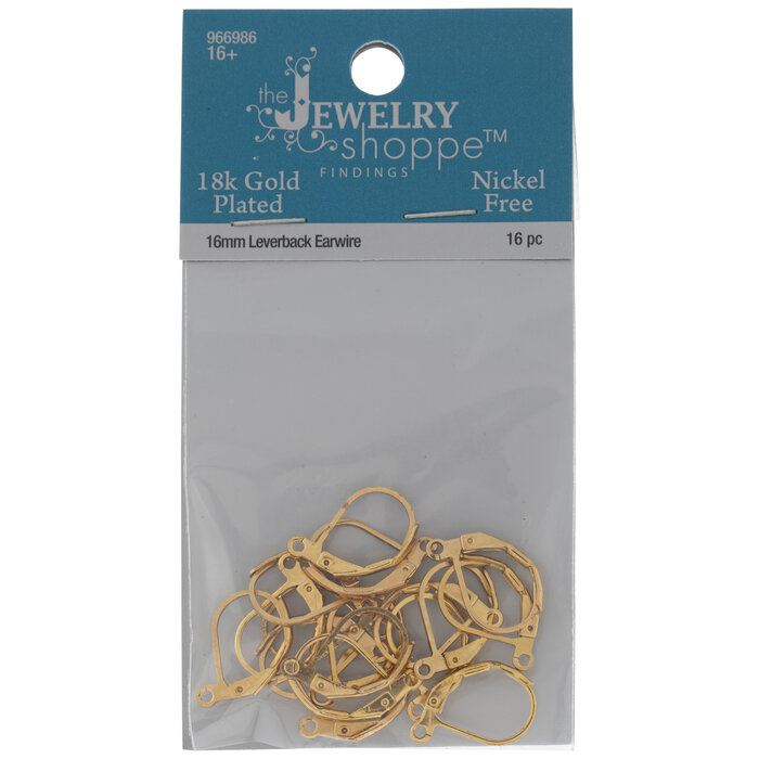 18K Gold Plated Leverback Ear Wires 16mm Hobby Lobby 966986