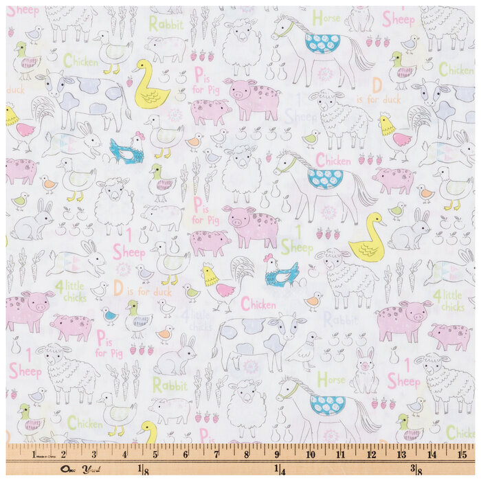 Pastel Farm Animals Cotton Calico Fabric Hobby Lobby 2204568