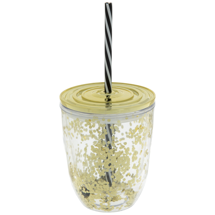glitter cup with straw