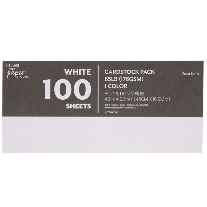 White Cardstock Paper Pack 4 1/2" x 6 1/2" Hobby Lobby 615690