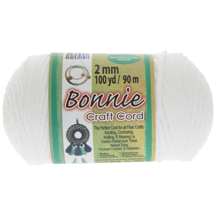 White Bonnie Braided Macrame Craft Cord 2mm Hobby Lobby 645184