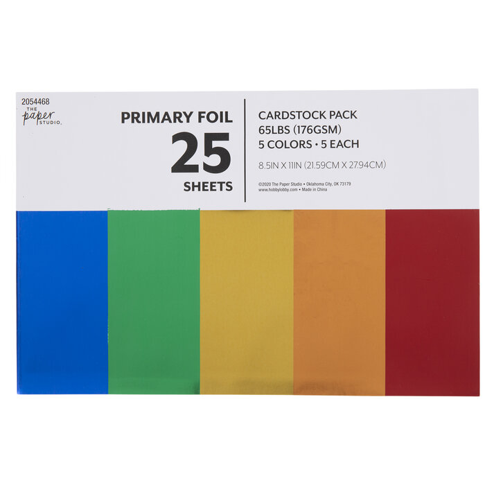 Primary Foil Cardstock Paper Pack 8 1/2" x 11" Hobby Lobby 2054468