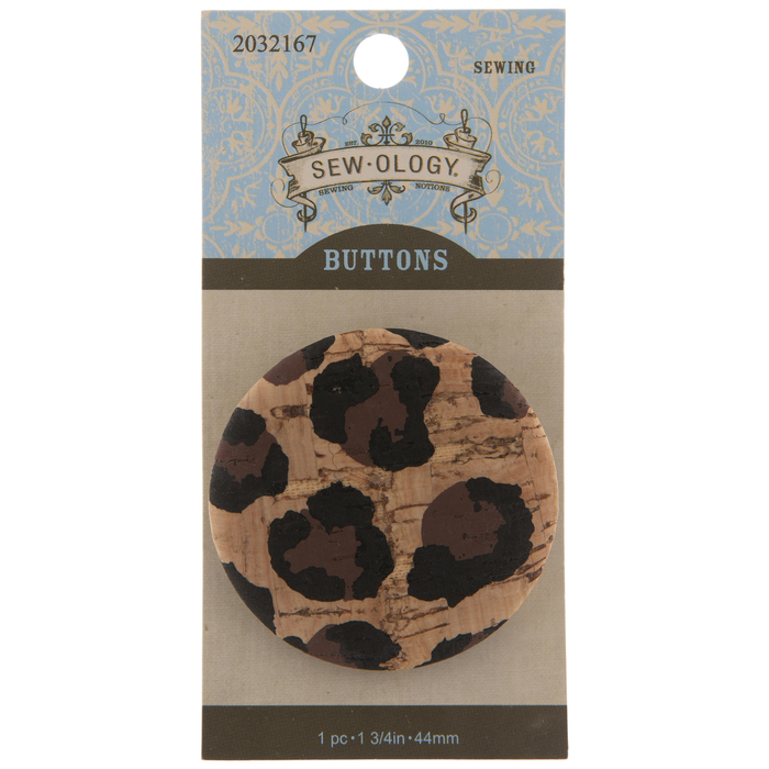 Cheetah Print Cork Shank Button 44mm Hobby Lobby 2032167