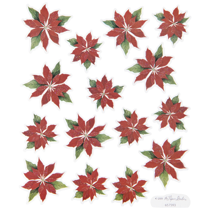 PAPER HOUSE SCRAPBOOK STICKERS POINSETTIAS GET 2