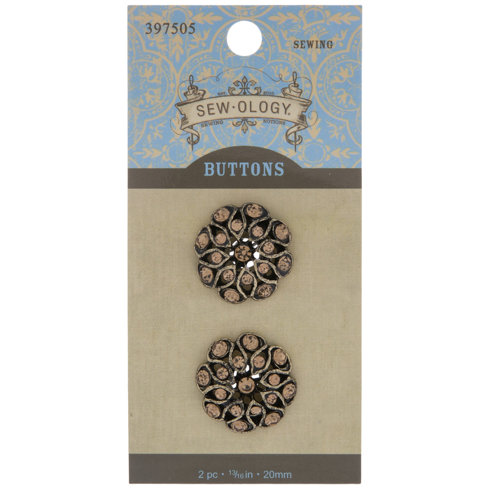 Light Topaz Rhinestone Flower Shank Buttons 20mm Hobby Lobby 397505
