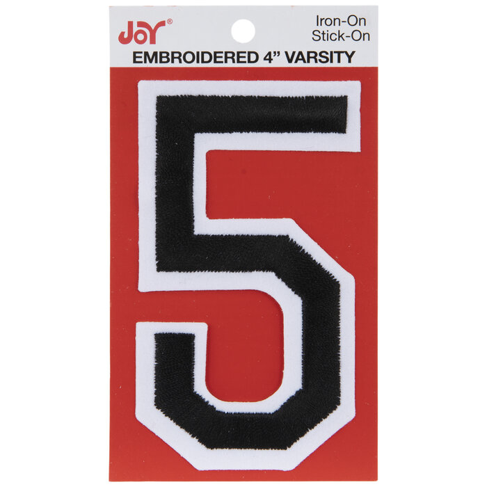 Black Embroidered Varsity Number IronOn Patch 5 4" Hobby Lobby 2276285