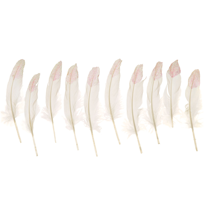 White Glitter Feathers 7" 8" Hobby Lobby 1536945