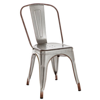 galvanized metal and wood chairs