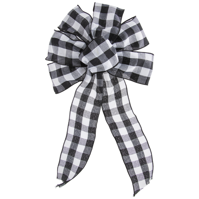 White Birch Buffalo Check Wreath Bow