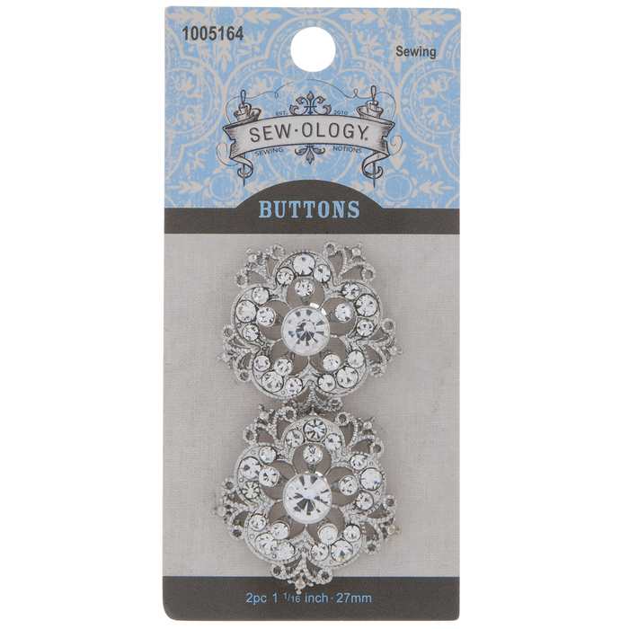 Ornate Rhinestone Flower Shank Buttons 27mm Hobby Lobby 1005164