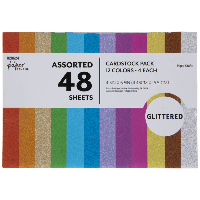 Glittered Cardstock Paper Pack 4 1/2" x 6 1/2" Hobby Lobby 828624
