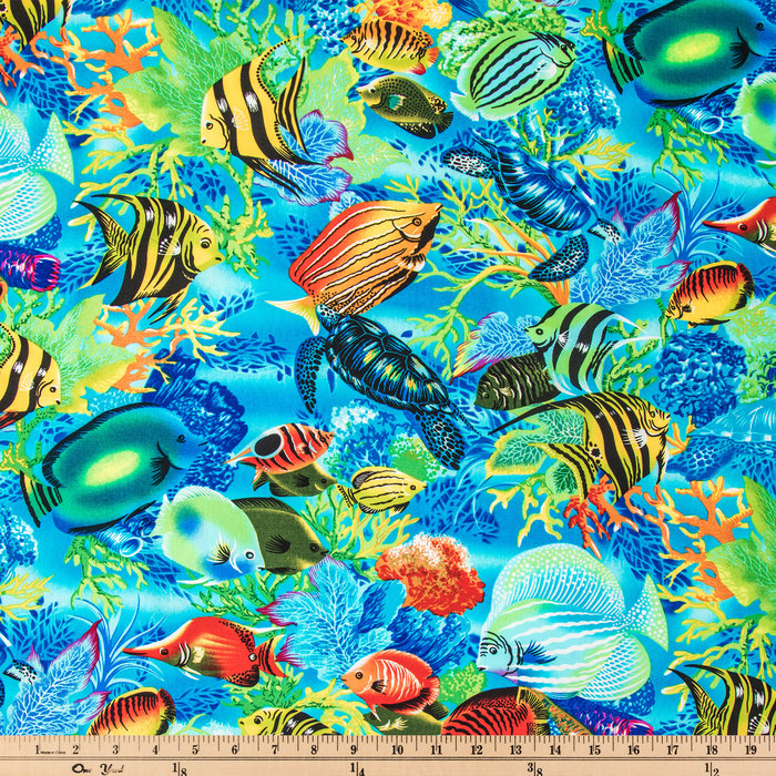Sea Life Paradise Cotton Calico Fabric Hobby Lobby 408393