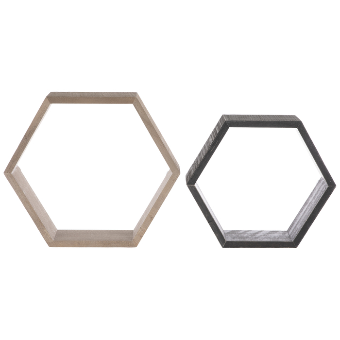 Black & Brown Hexagon Wood Wall Shelf Set Hobby Lobby 1816040