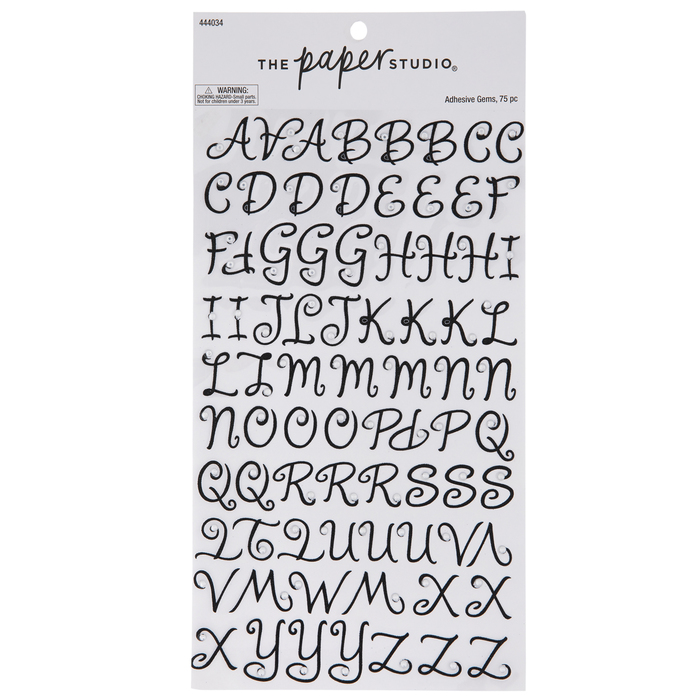 Black Rhinestone Glitter Alphabet Stickers Hobby Lobby 75436