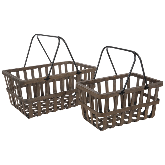 Dark Brown & Black Wood Basket Set Hobby Lobby 1909449