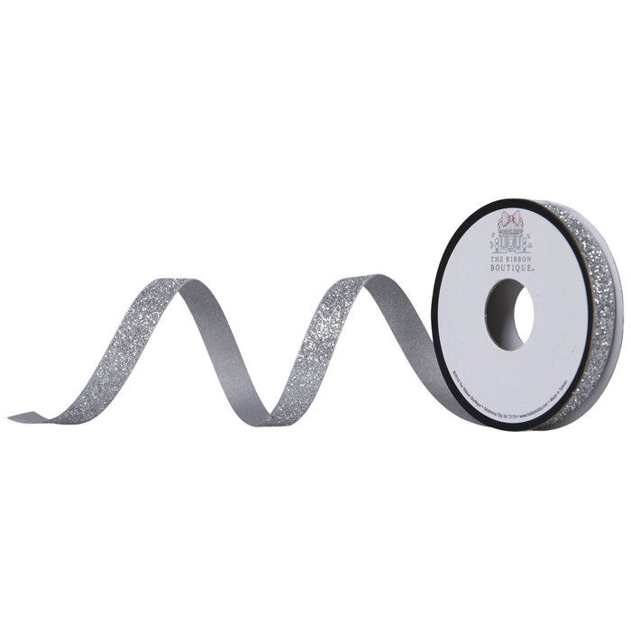 Silver Glitter Cut Edge Ribbon 3/8" Hobby Lobby 1510726