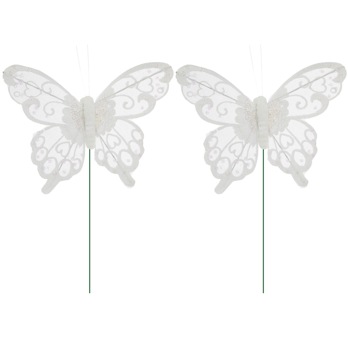 White Glitter Mesh Butterflies Hobby Lobby 1595552