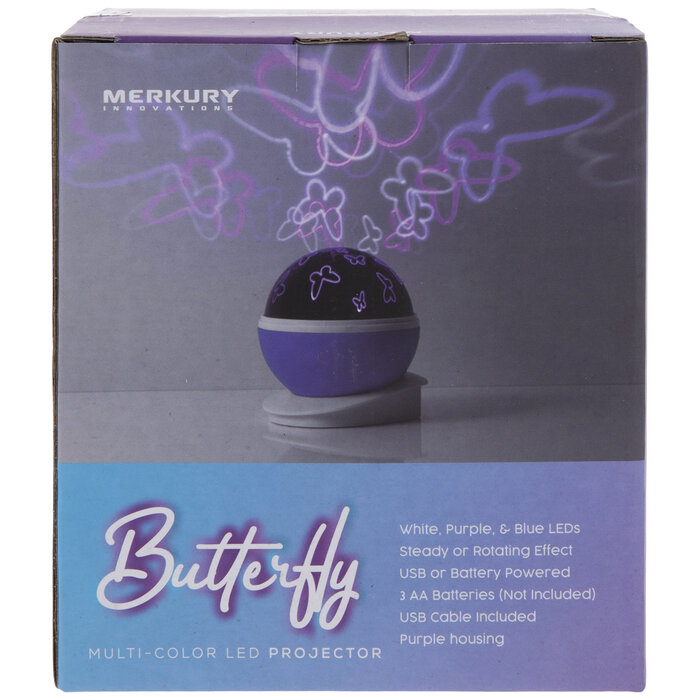 White, Purple & Blue Butterfly LED Projector Hobby Lobby 2161131