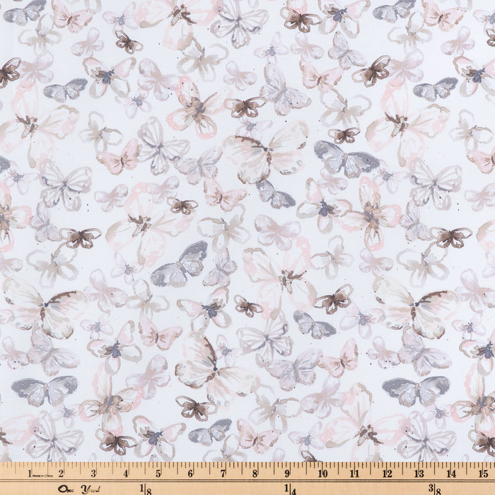 Pink & Brown Butterflies Cotton Calico Fabric Hobby Lobby 1911031
