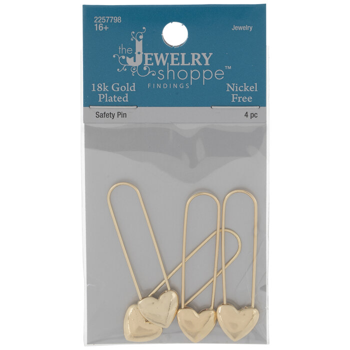 18K Gold Plated Heart Safety Pins Hobby Lobby 2257798