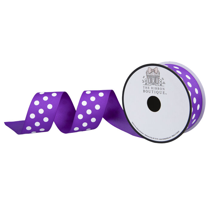 Purple Swiss Dot Grosgrain Ribbon 1 1/2" Hobby Lobby 912295