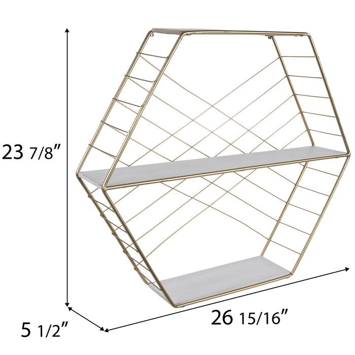 Gold Hexagon ThreeTiered Wood Wall Shelf Hobby Lobby 2070282