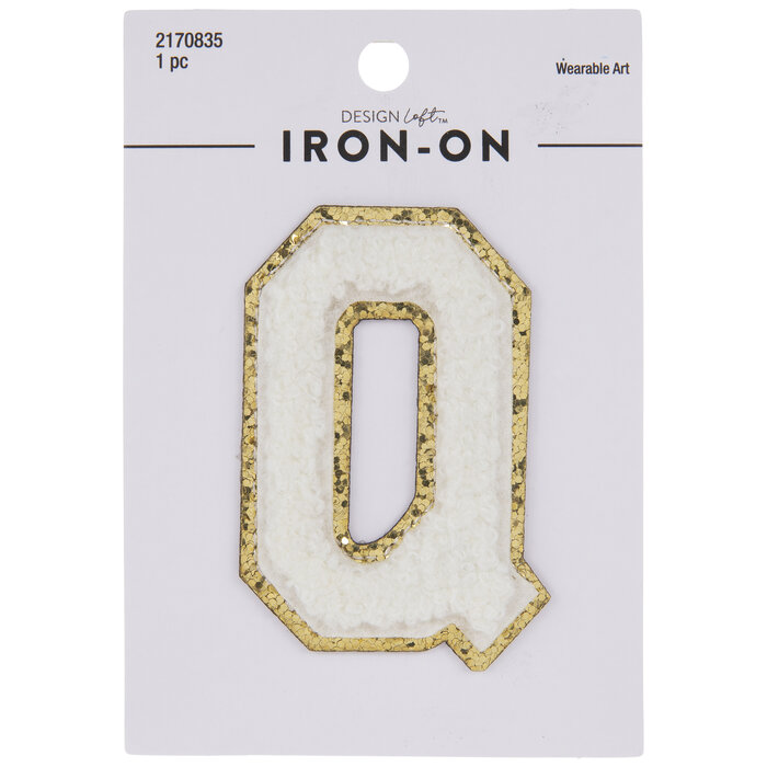 Chenille Letter IronOn Patch Q 2 1/2" Hobby Lobby 2170835