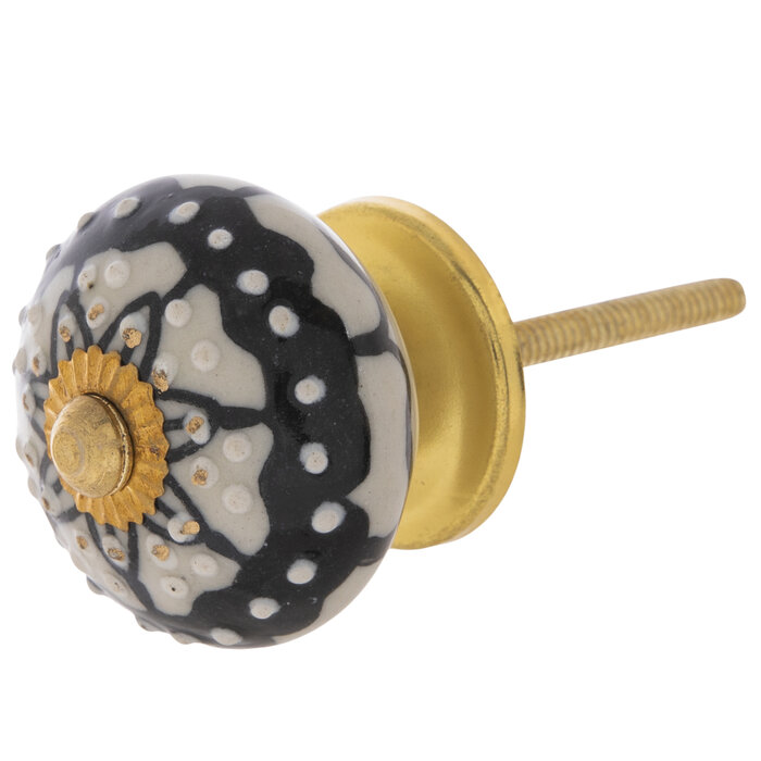 White, Black & Gold Ornate Dotted Knob Hobby Lobby 2125169