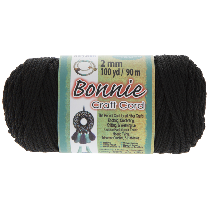 Black Bonnie Braided Macrame Craft Cord 2mm Hobby Lobby 645648