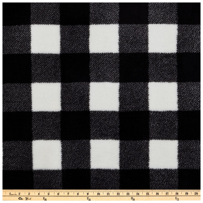 Black & White Buffalo Check Sherpa Fleece Fabric Hobby Lobby 2202182