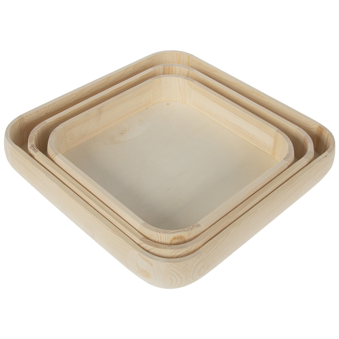 Rounded Square Wood Tray Set Hobby Lobby 920009
