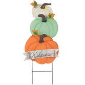 Welcome Pumpkins Metal Garden Stake