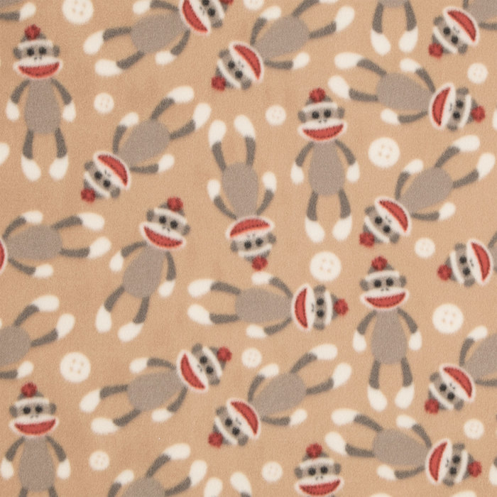 Sock Monkey AntiPill Fleece Fabric Hobby Lobby 309336