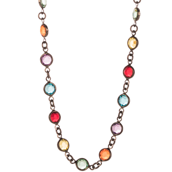 Colorful Rhinestones Channel Chain Necklace Hobby Lobby 403568