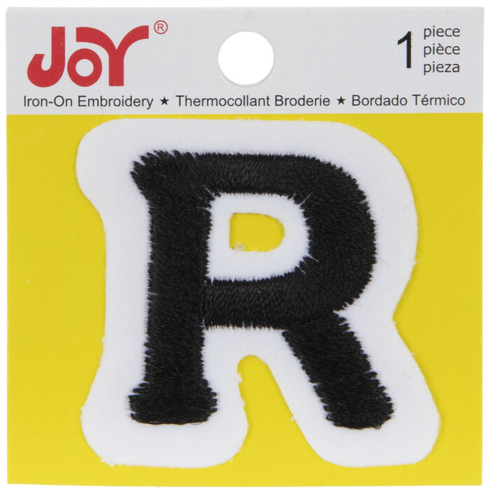 Black Letter IronOn Applique R 1 1/2" Hobby Lobby 243956